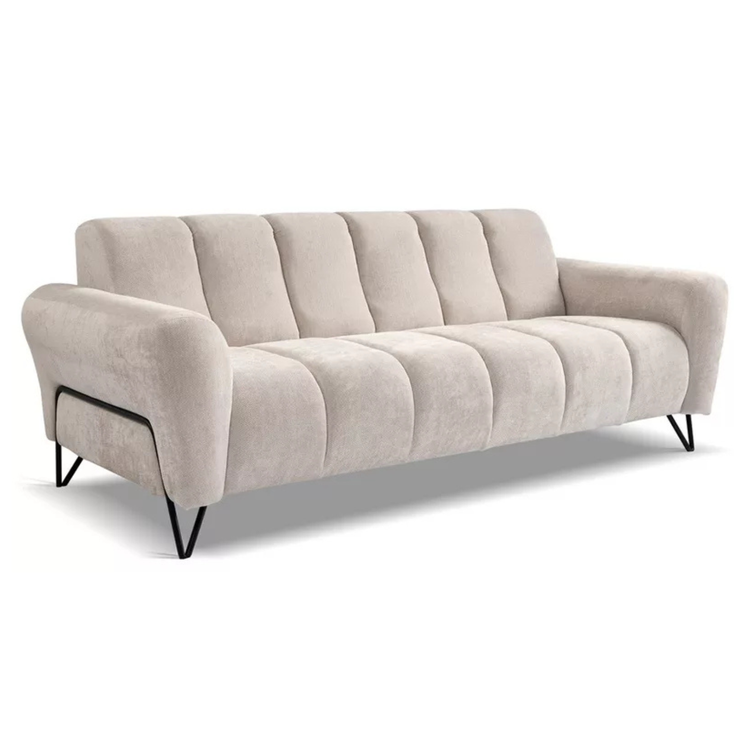 LAREVO Trīsvietīgs dīvāns, krēmkrāsas šenila - N1 Home