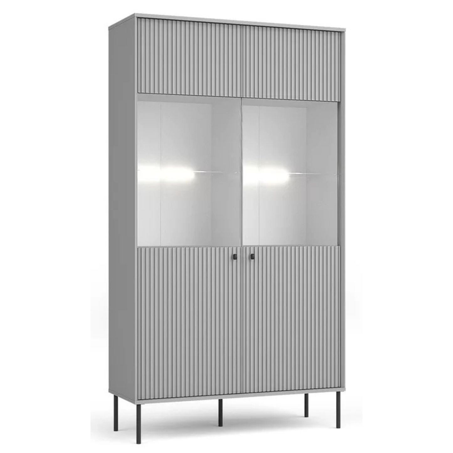 ZETO Pelēks divu durvju vitrīnas skapis - N1 Home