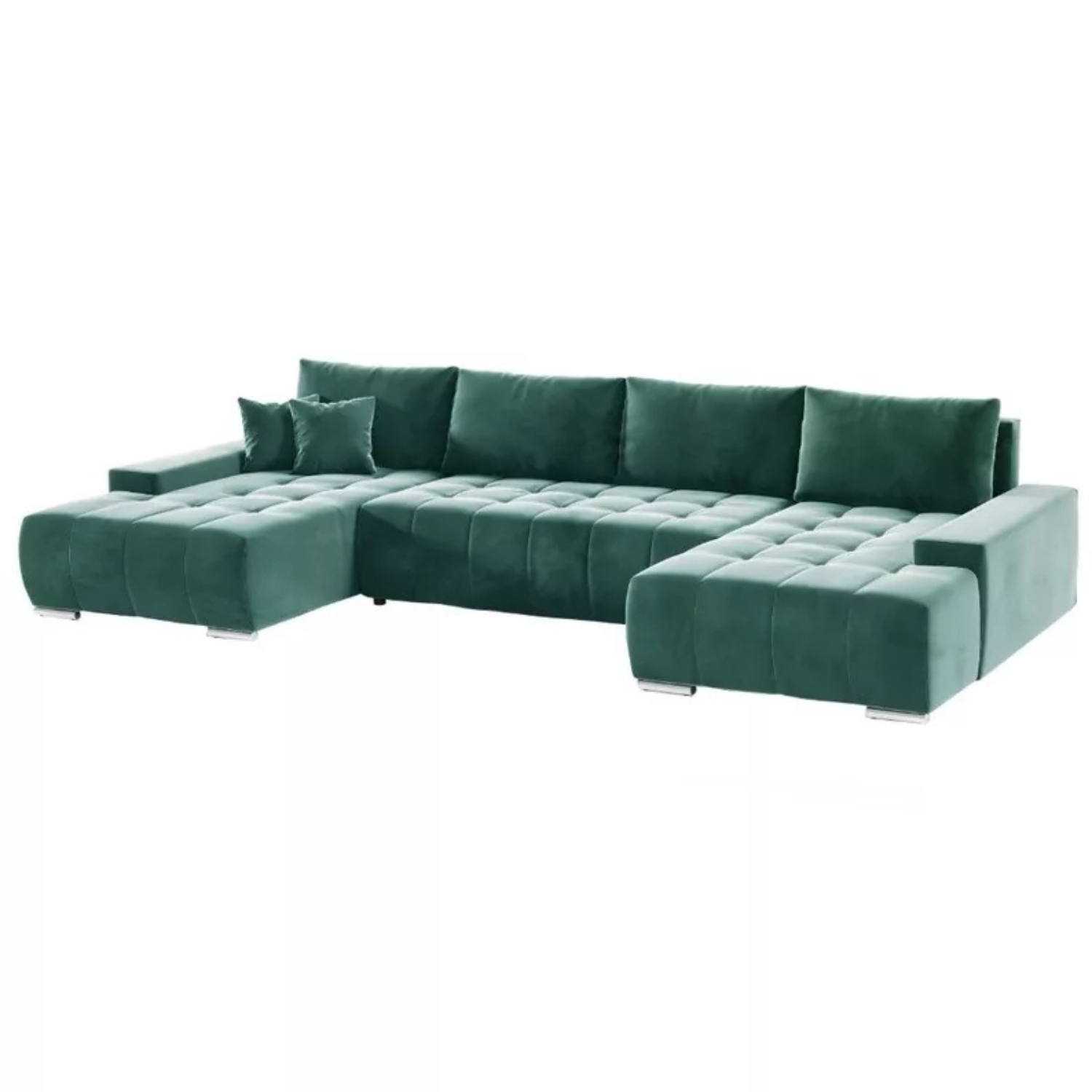 MALINO U-formas stūra dīvāns ar gulēšanas funkciju, zaļš hidrofobs samts, 350 cm - N1 Home