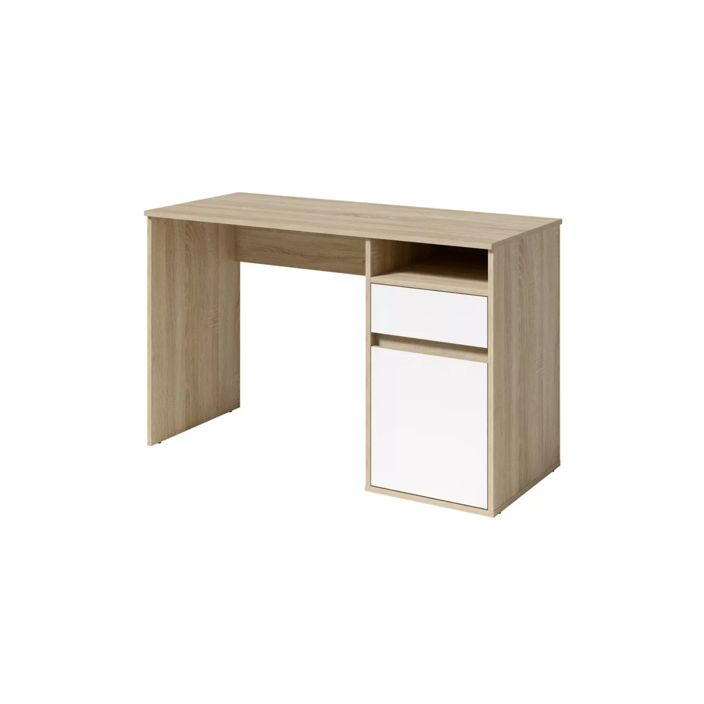 CILA Rakstāmgalds ar atvilktni un skapi 120 cm, sonoma ozols / balts - N1 Home