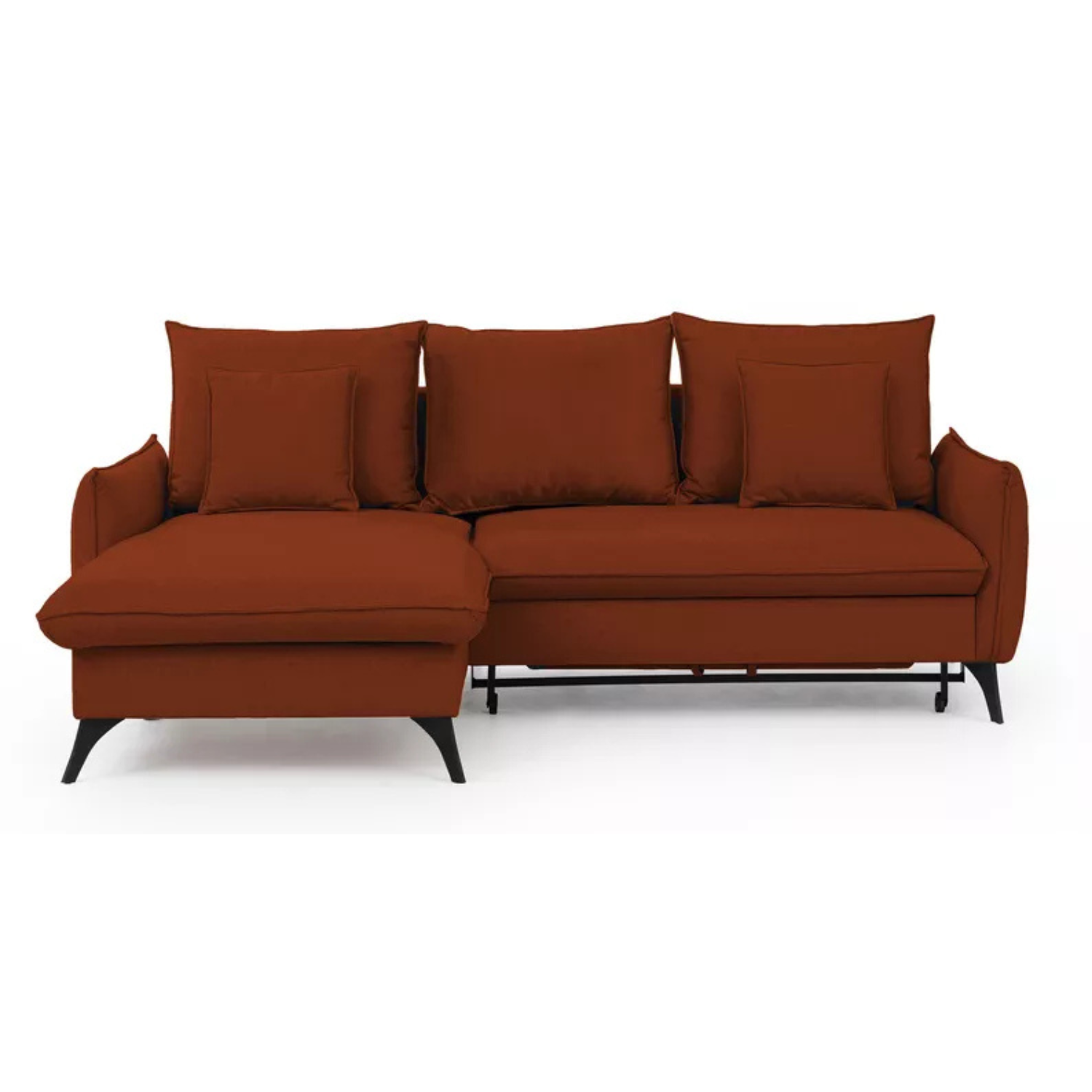 BIANOCA L-veida stūra dīvāns ar gulēšanas funkciju, ar konteineru, sarkans hidrofobs samts, kreisa/laba puse - N1 Home