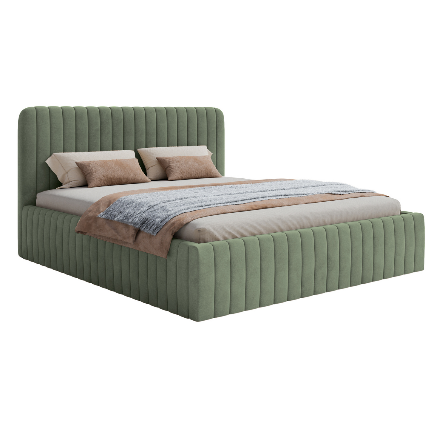 LIANOSOL Mīkstā gulta 140/160/180x200 cm ar glabātuvi, eikalipts, hidrofobs velūrs - N1 Home