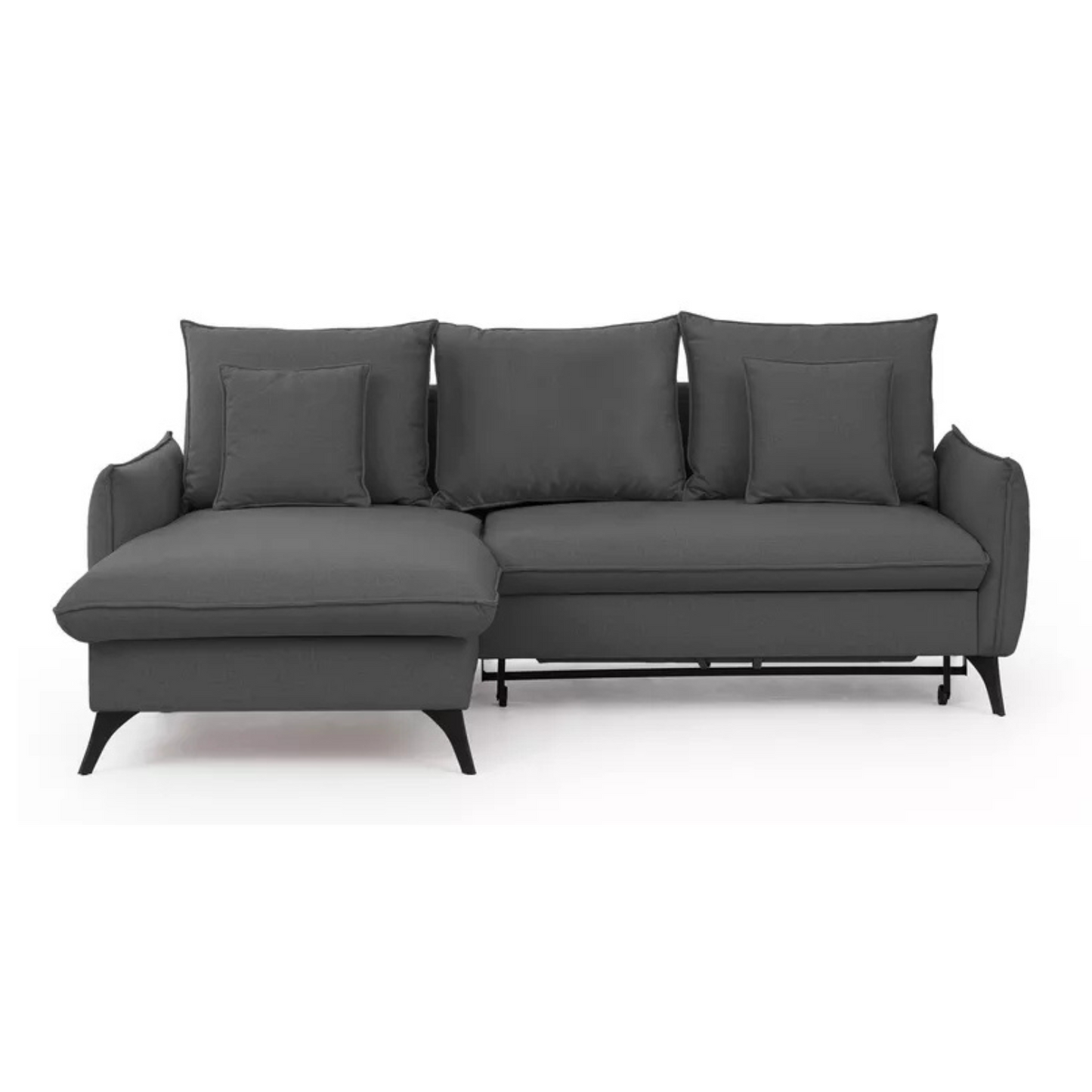 BIANOCA L-veida stūra dīvāns ar gulēšanas funkciju, ar konteineru, tumši pelēks, viegli tīrāms audums, kreisa/laba puse - N1 Home