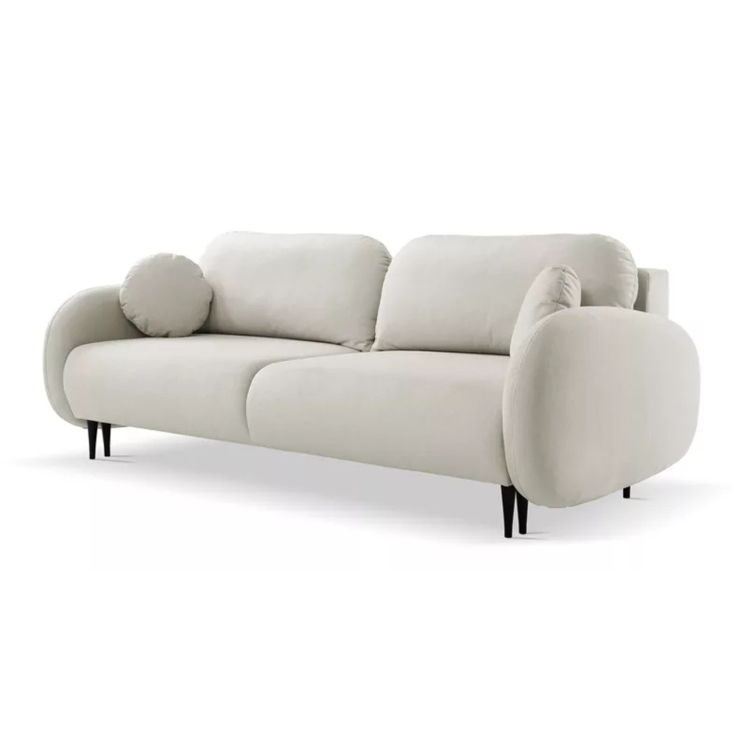 FRABA Izvelkamais dīvāns ar gulēšanas funkciju, veļas konteineru, gaiši smilškrāsas samts - N1 Home