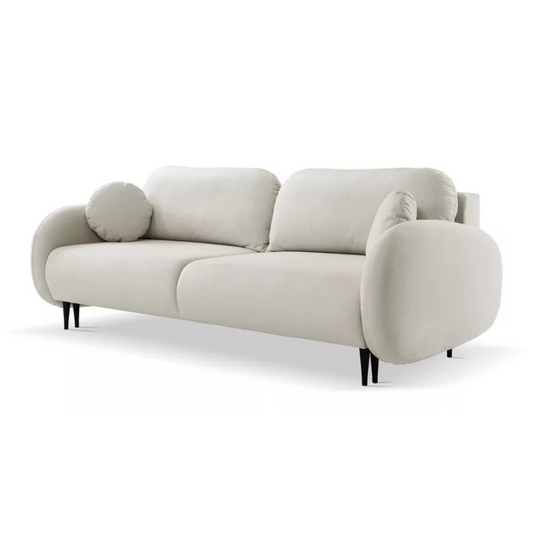 FRABA Izvelkamais dīvāns ar gulēšanas funkciju, veļas konteineru, gaiši smilškrāsas samts - N1 Home