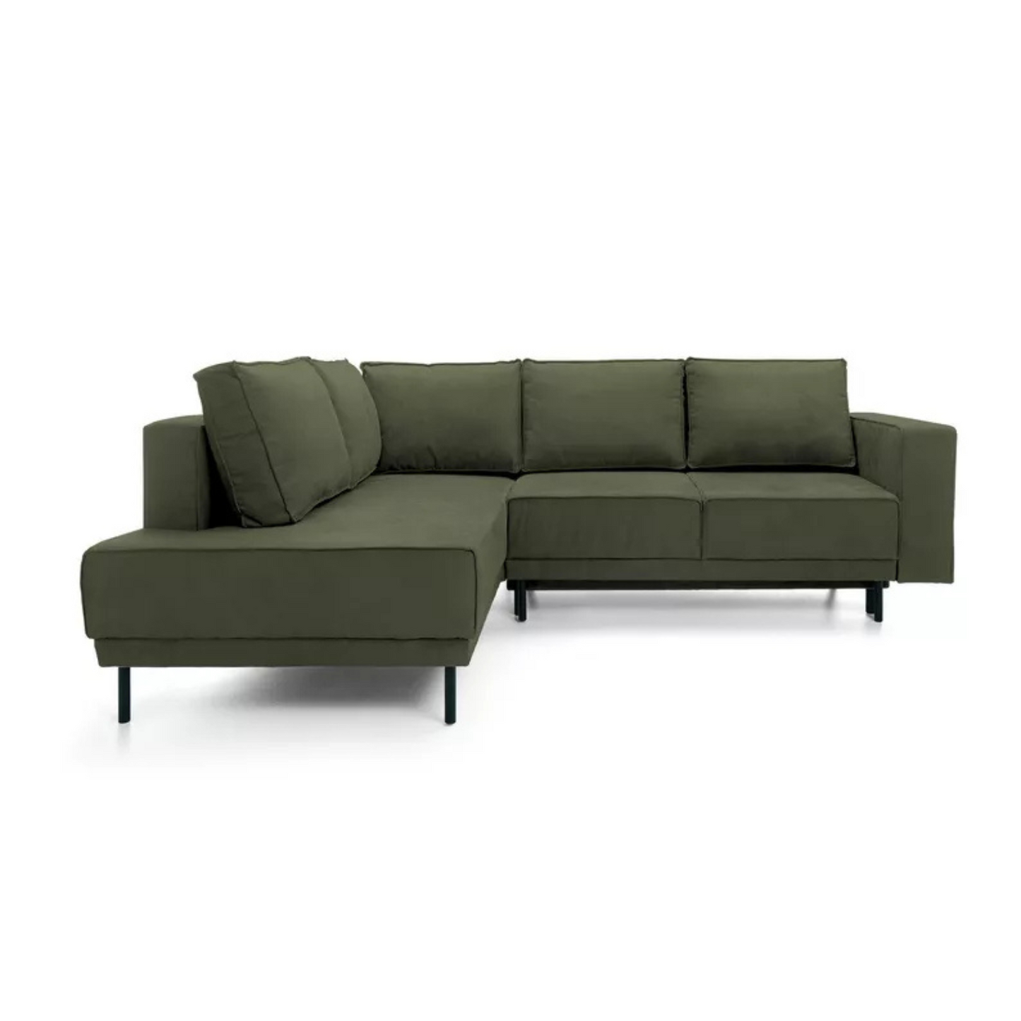 RIO Stūra dīvāns ar gulēšanas funkciju, ar konteineru, olīvu samts, kreisa/laba puse - N1 Home