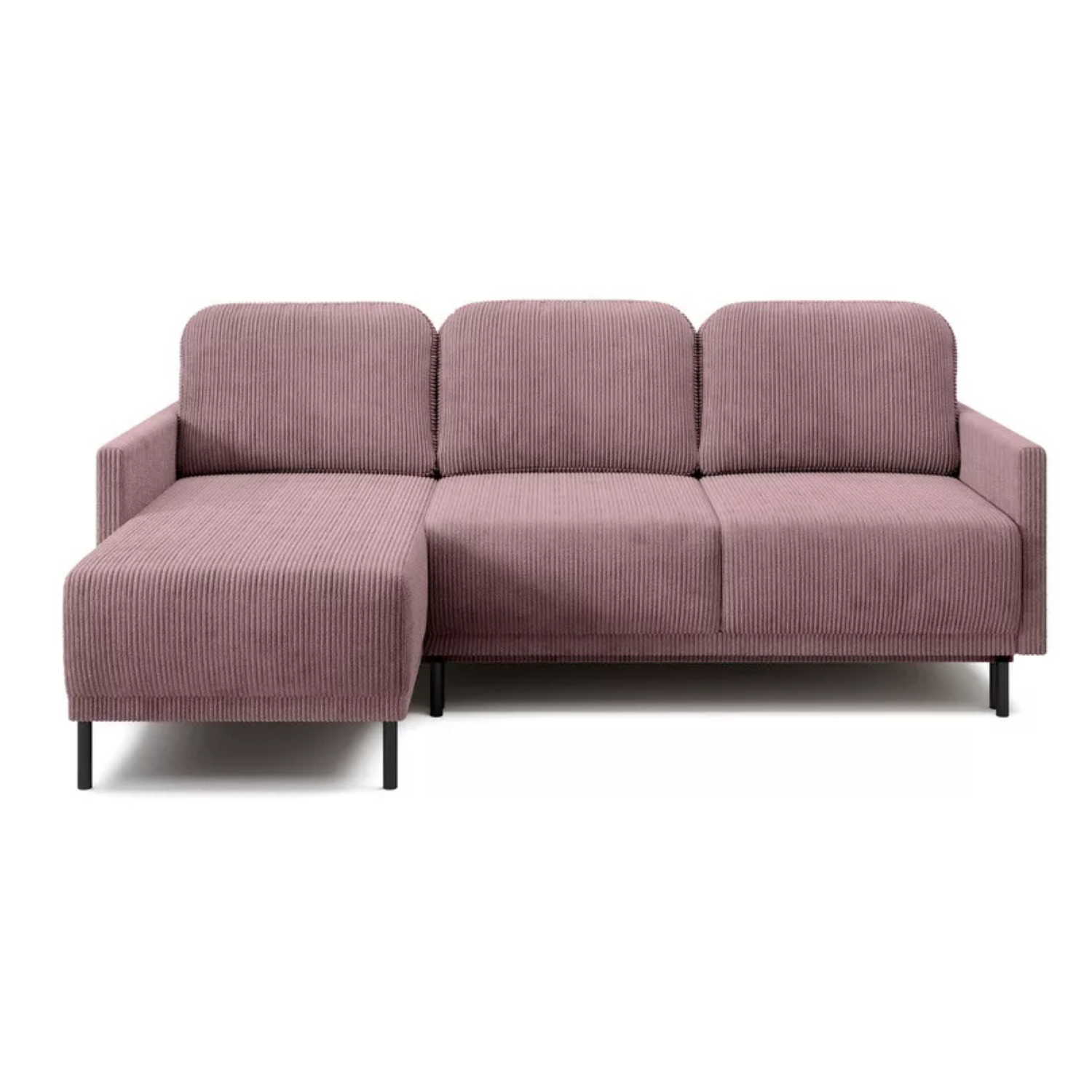 NOMIEL L-formas izvelkamais stūra dīvāns ar konteineru, universāls ceriņkrāsas velvets - N1 Home