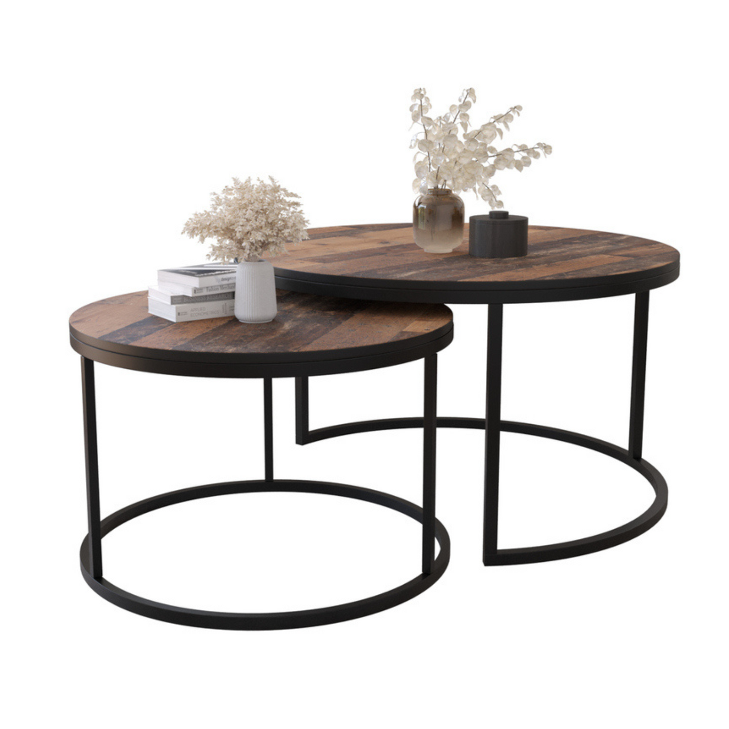 BELLO Divu kafijas galdiņu komplekts, apaļš, 80 un 60 cm, vecais stils - N1 Home