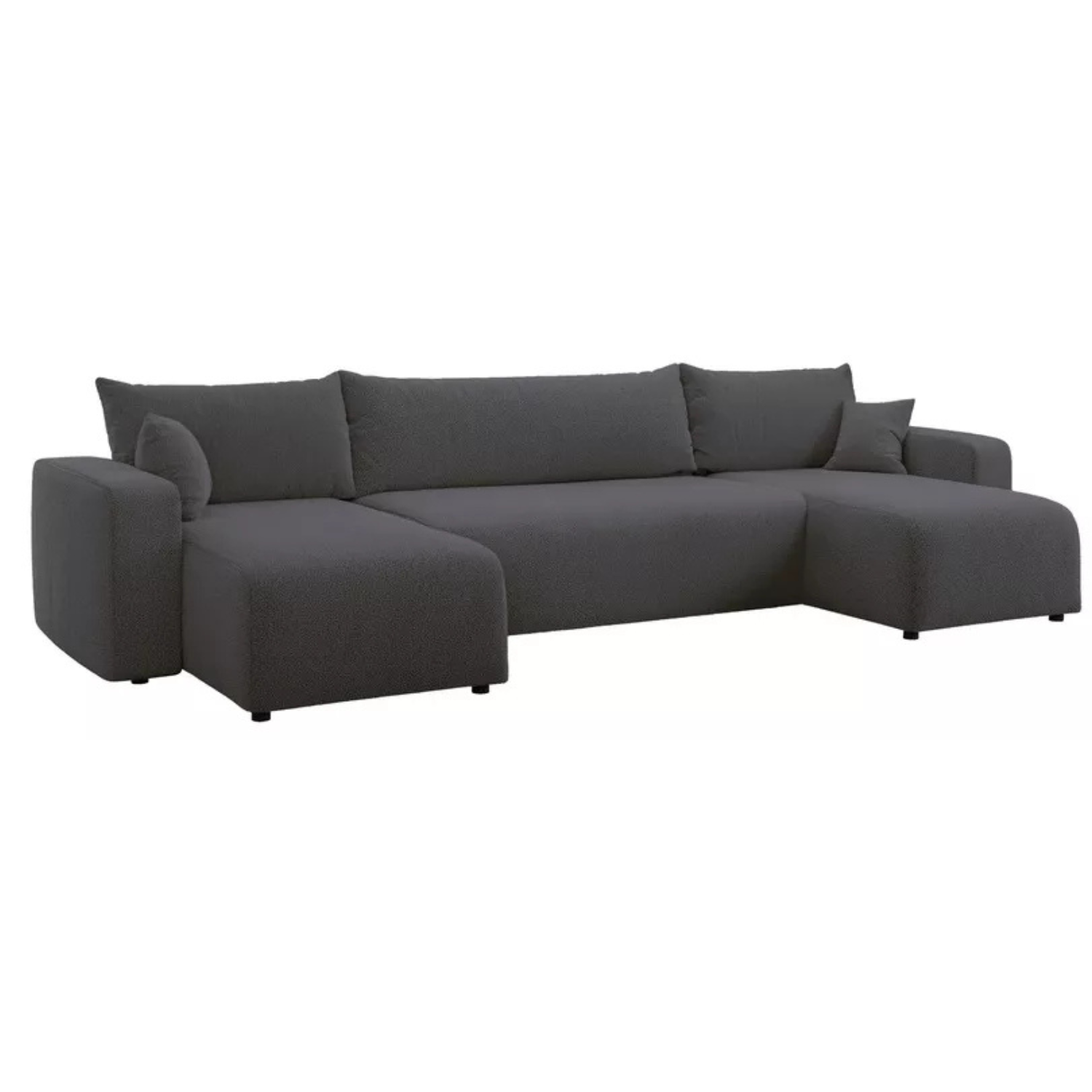 NONIPIA U-formas stūra dīvāns ar gulēšanas funkciju, ar konteineri, universāls, tumši pelēks bukle - N1 Home