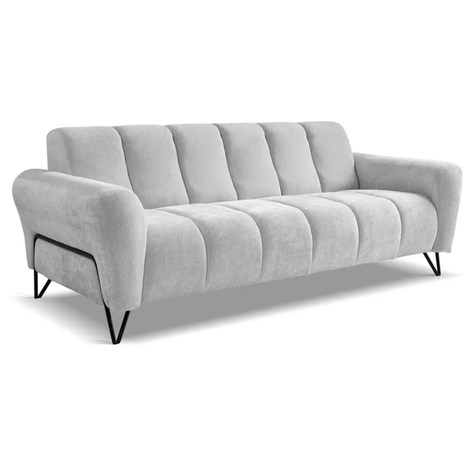 LAREVO Trīsvietīgs dīvāns, gaiši pelēks šenils - N1 Home