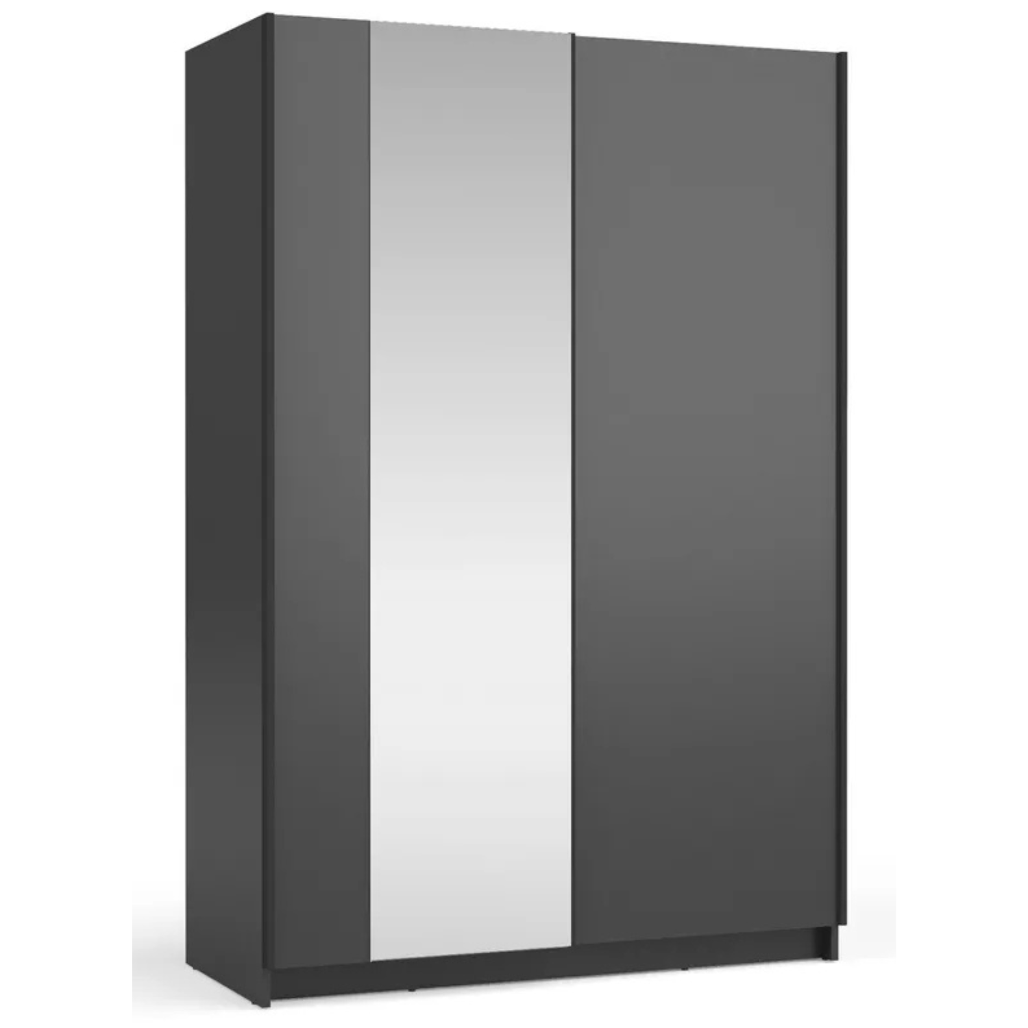 DIAFO Divdurvju bīdāmais skapis ar spoguli, 120 cm, melns - N1 Home