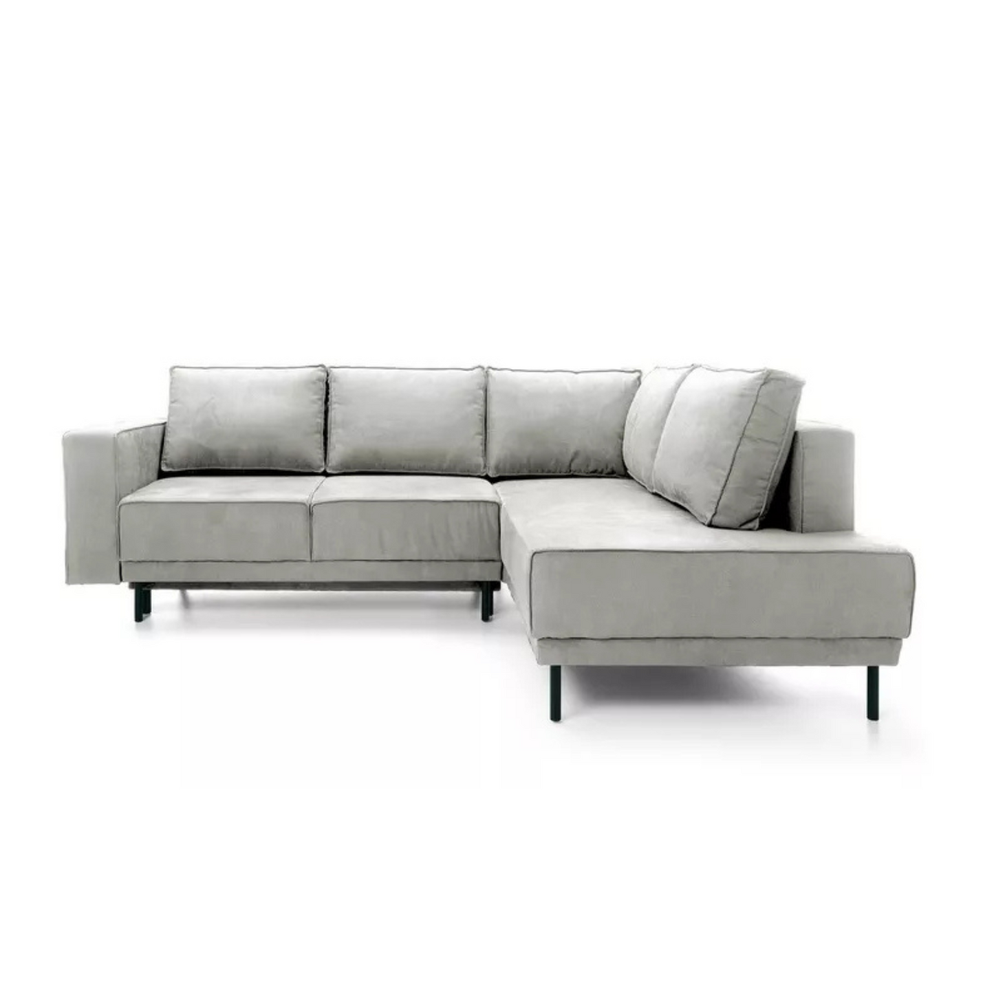 RIO Stūra dīvāns ar gulēšanas funkciju, ar konteineru, gaiši pelēks samts, kreisa/laba puse - N1 Home