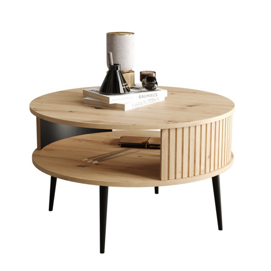 DIVIANO Apaļš kafijas galdiņš 76 cm, artisan ozols - N1 Home