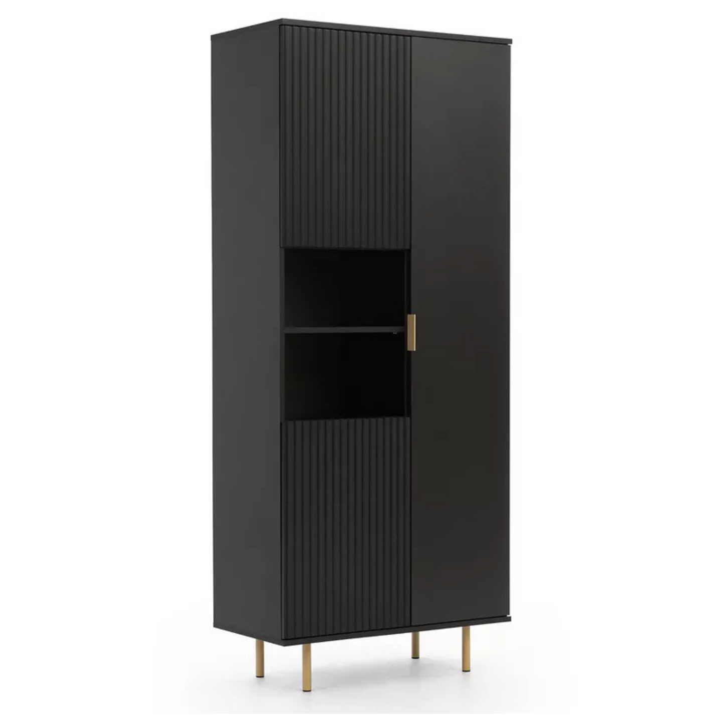 BLAZKA Slēgtais plaukts, 80 cm, ar diviem plauktiem, matēti melnas līstes - N1 Home