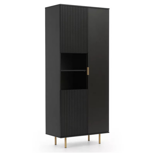 BLAZKA Slēgtais plaukts, 80 cm, ar diviem plauktiem, matēti melnas līstes - N1 Home