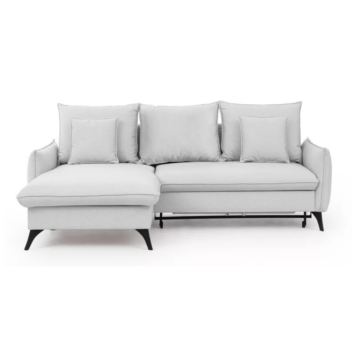 BIANOCA L-veida stūra dīvāns ar gulēšanas funkciju, ar konteineru, pelēks, viegli tīrāms audums, kreisa/laba puse - N1 Home