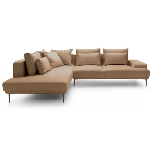 SITOME L-formas dīvāns ar gulēšanas funkciju, bēšs samts, melnas kājas, kreisa/laba puse - N1 Home