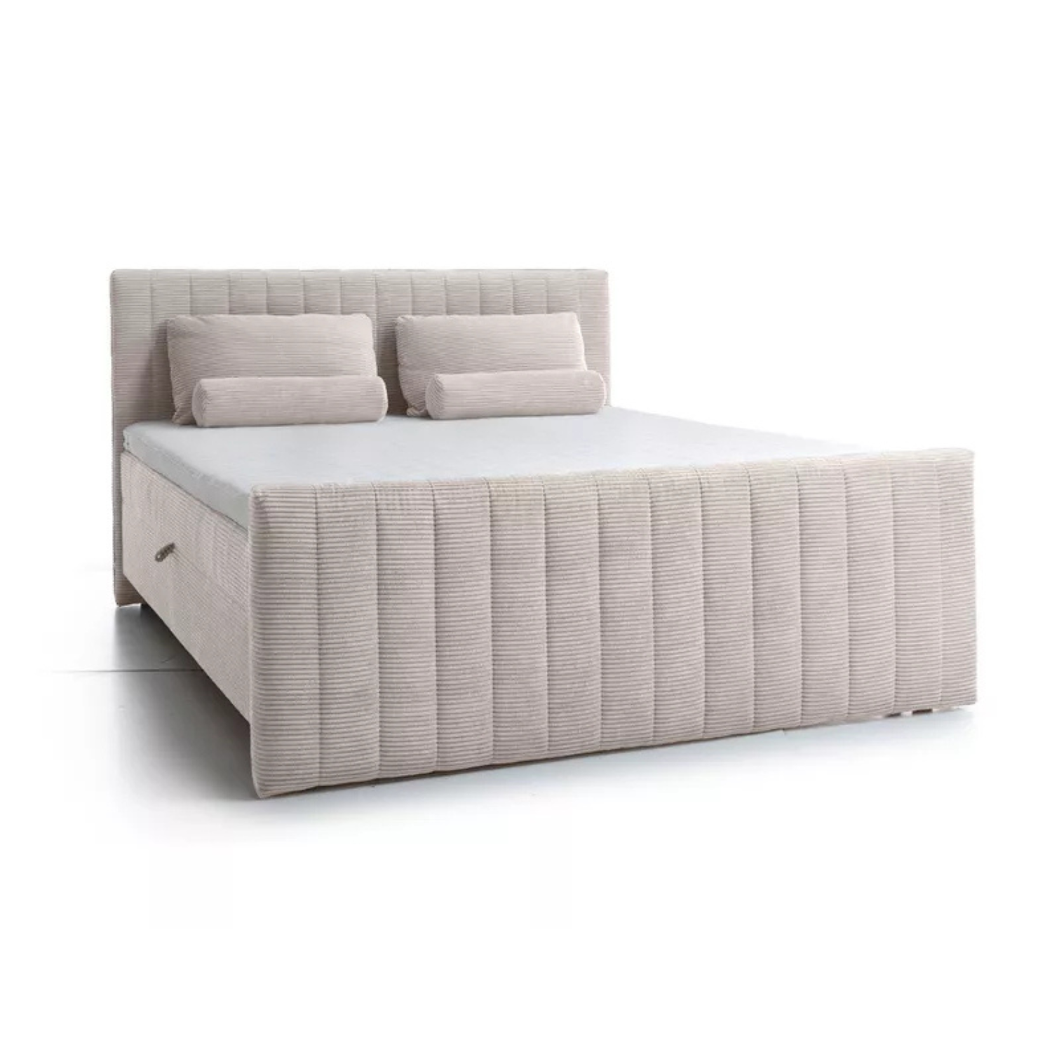 BINOLULA Kontinentālā gulta 1160/80x200 cm ar matraci un konteineriem, gaiši bēša velveta - N1 Home