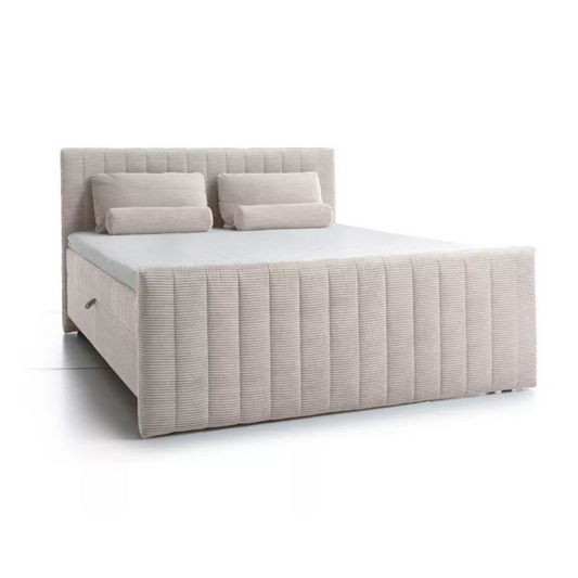 BINOLULA Kontinentālā gulta 1160/80x200 cm ar matraci un konteineriem, gaiši bēša velveta - N1 Home