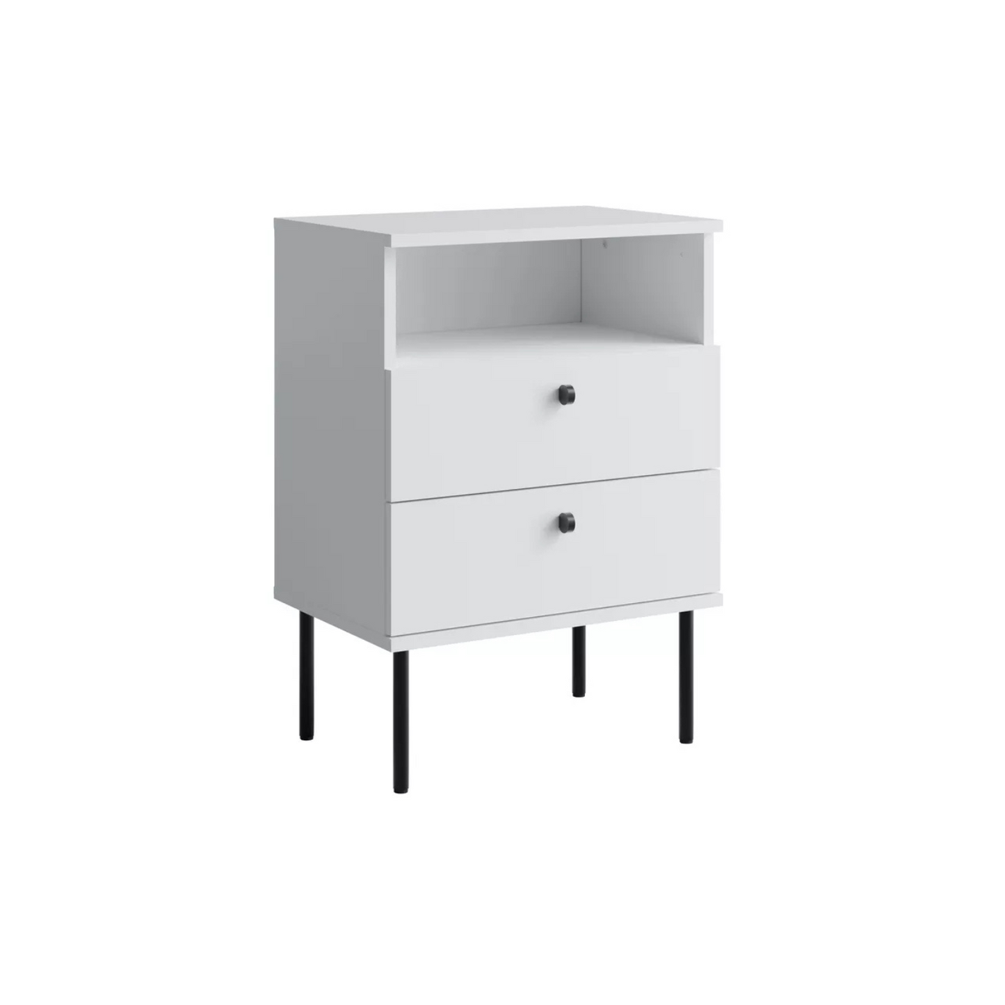 HIGL Naktsgaldiņš ar divām atvilktnēm, 50 cm, balts - N1 Home