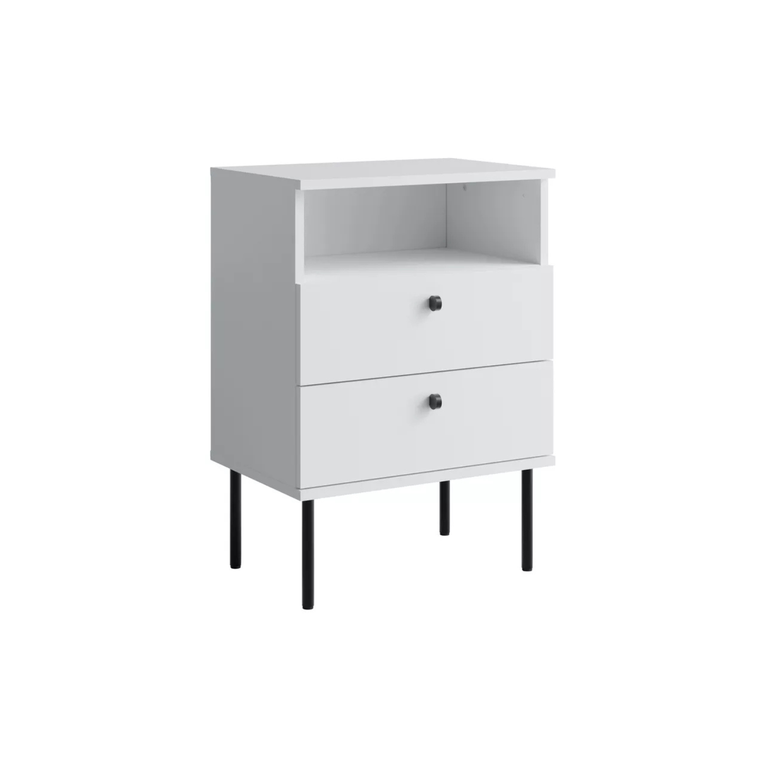 HIGL Naktsgaldiņš ar divām atvilktnēm, 50 cm, balts - N1 Home