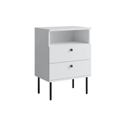 HIGL Naktsgaldiņš ar divām atvilktnēm, 50 cm, balts - N1 Home