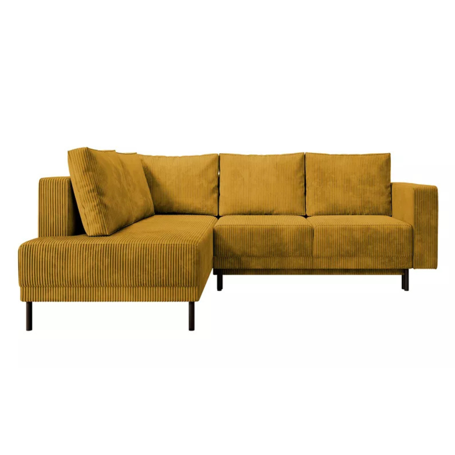 RIO Stūra dīvāns ar gulēšanas funkciju, ar konteineru, sinepju velveta, kreisa/laba puse - N1 Home