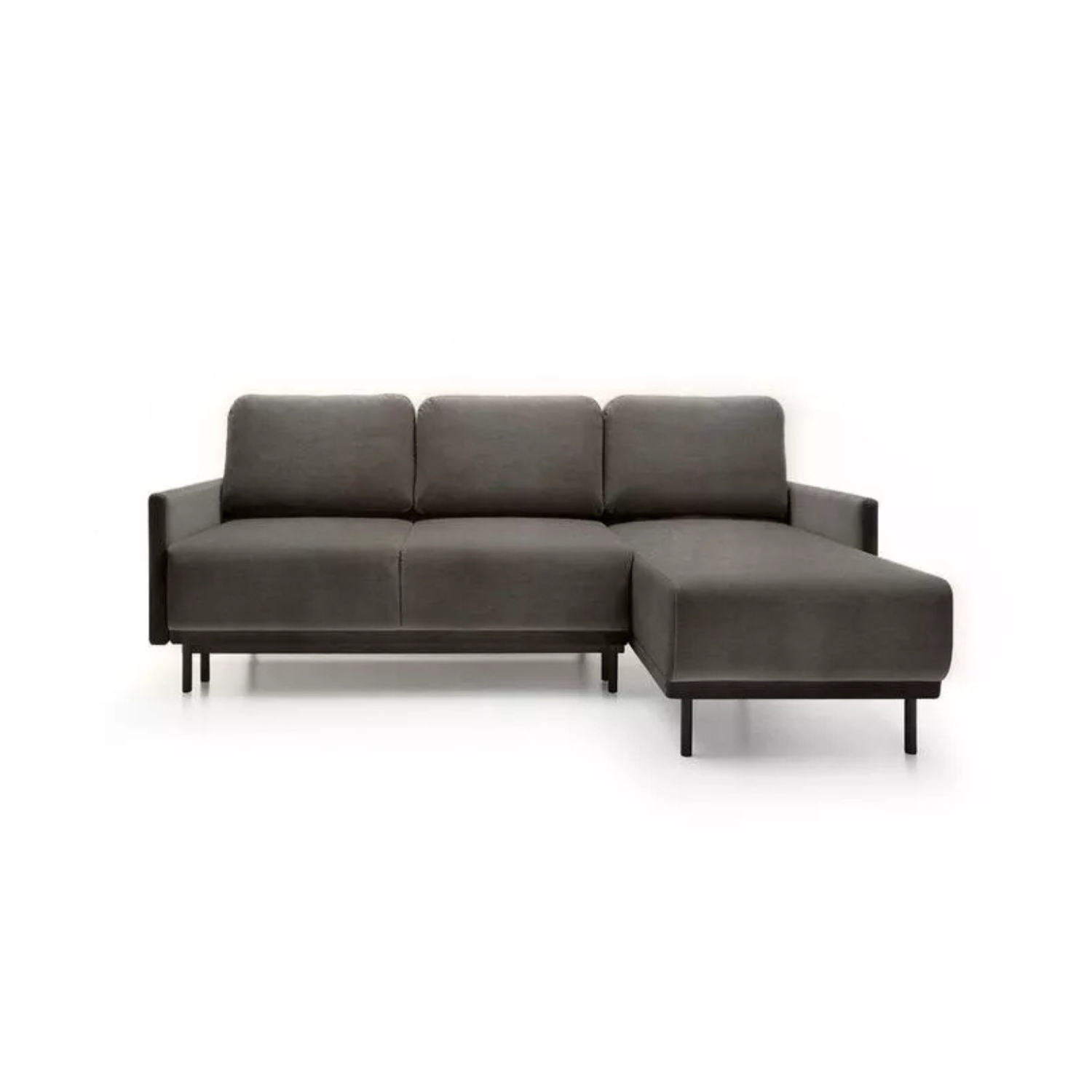 NOMIEL L-formas izvelkamais stūra dīvāns ar konteineru, brūns hidrofoba audums - N1 Home