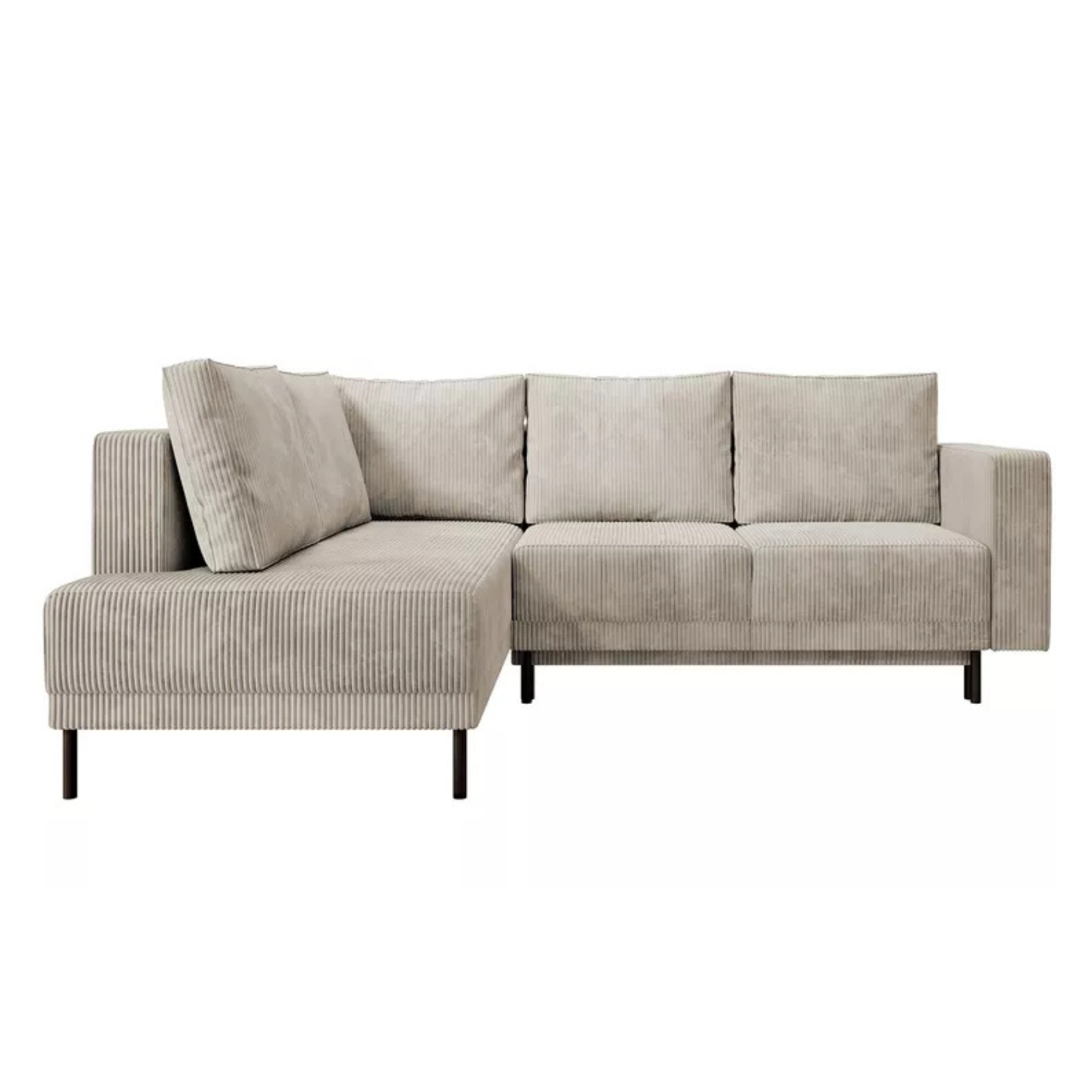 RIO Stūra dīvāns ar gulēšanas funkciju, ar konteineru, tumši smilškrāsas velveta, kreisa/laba puse - N1 Home