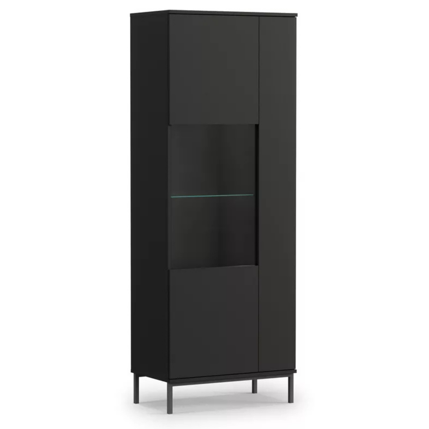 RILAPE Divdurvju vitrīnas skapis 70 cm, melns - N1 Home