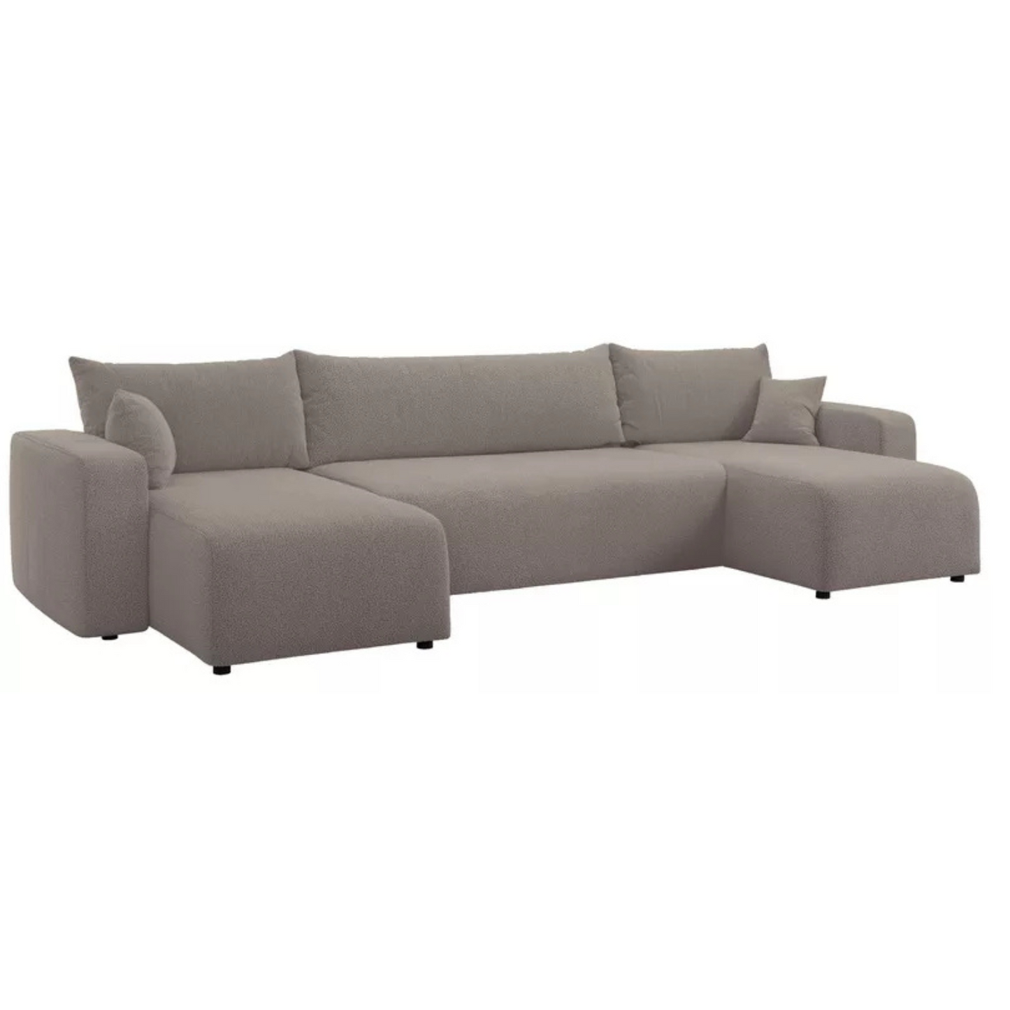 NONIPIA U-formas stūra dīvāns ar gulēšanas funkciju, ar konteineri, universāls, gaiši brūns bukle - N1 Home