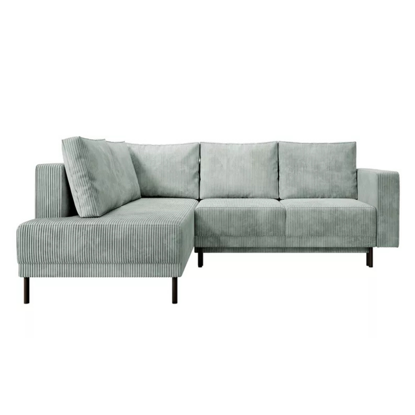 RIO Stūra dīvāns ar gulēšanas funkciju, ar konteineru, gaiši pelēks velvets, kreisa/laba puse - N1 Home