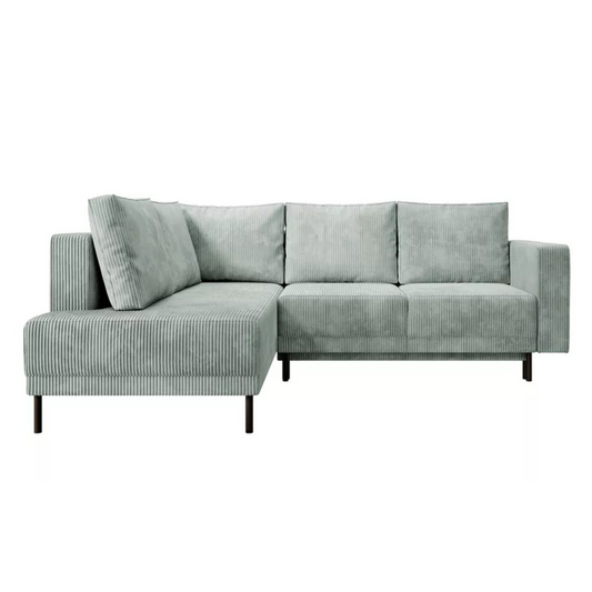 RIO Stūra dīvāns ar gulēšanas funkciju, ar konteineru, gaiši pelēks velvets, kreisa/laba puse - N1 Home