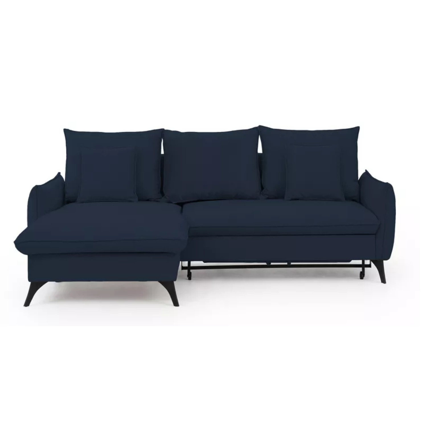 BIANOCA L-veida stūra dīvāns ar gulēšanas funkciju, ar konteineru, tumši zils, viegli tīrāms audums, kreisa/laba puse - N1 Home