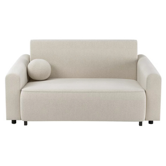 VIOSTE Divvietīgs dīvāns, 130 cm, ar glabātuvi, krēmkrāsas hidrofobs šenils - N1 Home