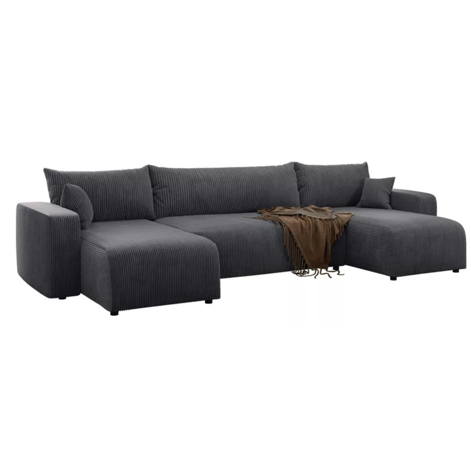 NONIPIA U-formas stūra dīvāns ar gulēšanas funkciju, ar konteineri, universāls, pelēks velvets - N1 Home