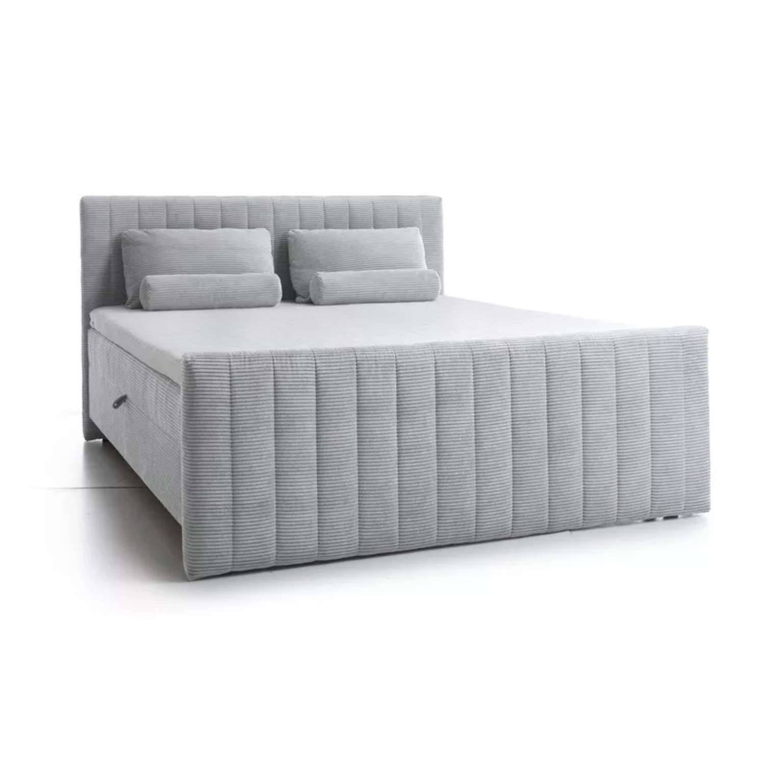 BINOLULA Kontinentālā gulta 1160/80x200 cm ar matraci un konteineriem, gaiši pelēks velvets - N1 Home