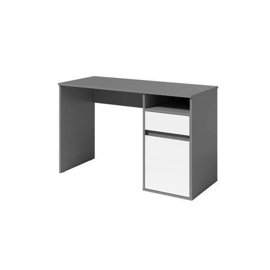 CILA Rakstāmgalds ar atvilktni un skapi 120 cm, grafīts / balts - N1 Home