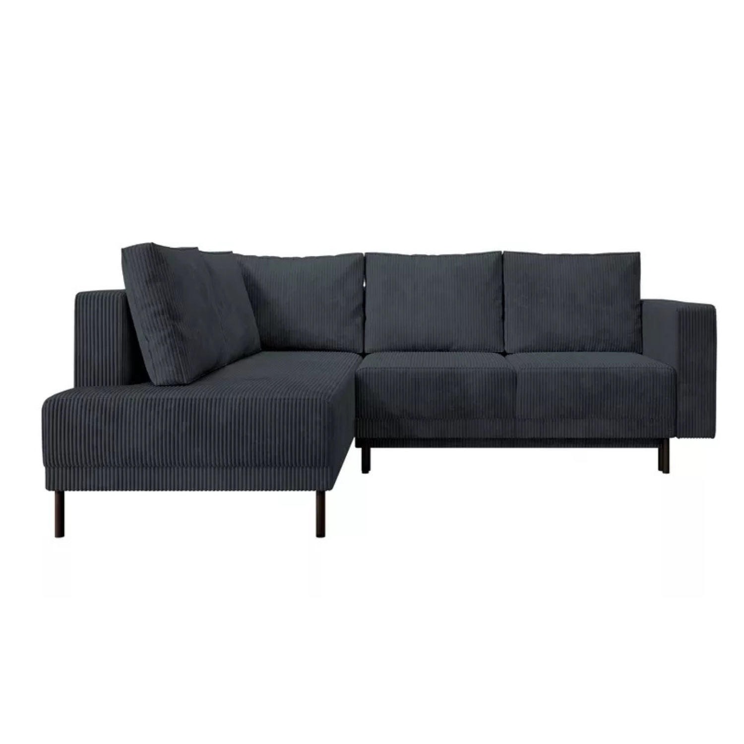 RIO Stūra dīvāns ar gulēšanas funkciju, ar konteineru, tumši pelēks velvets, kreisa/laba puse - N1 Home