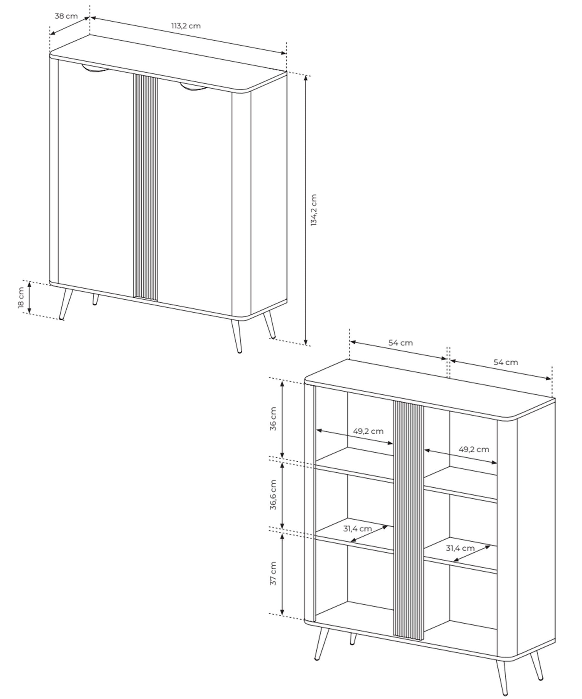Kumode Verto 134/113/38 cm Dunin ozols - N1 Home