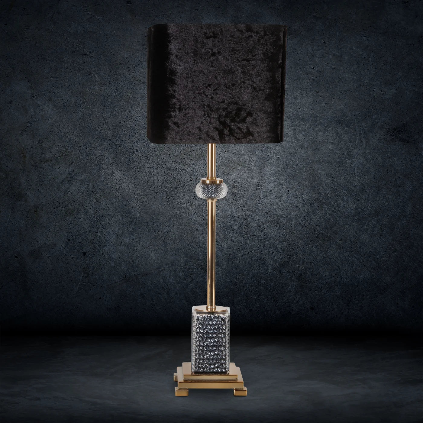 Galda lampa Nel ar samta abažūru 23/66 cm melns/zelts - N1 Home