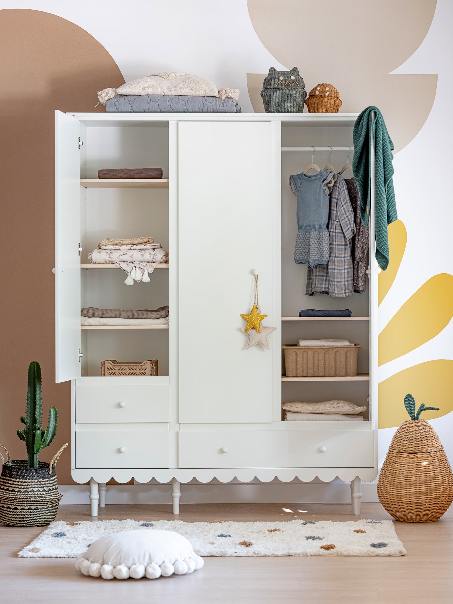 Skapis Bubi 203 x 154 x 50 cm balts - N1 Home