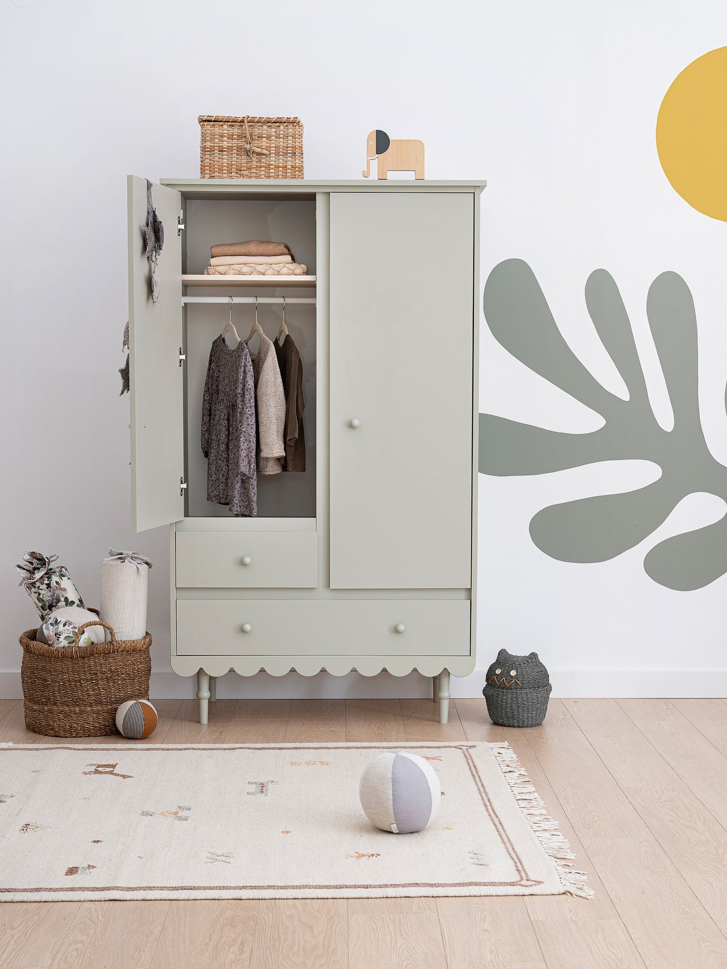 Skapis Bubi 183 x 104 x 50 cm olīves - N1 Home