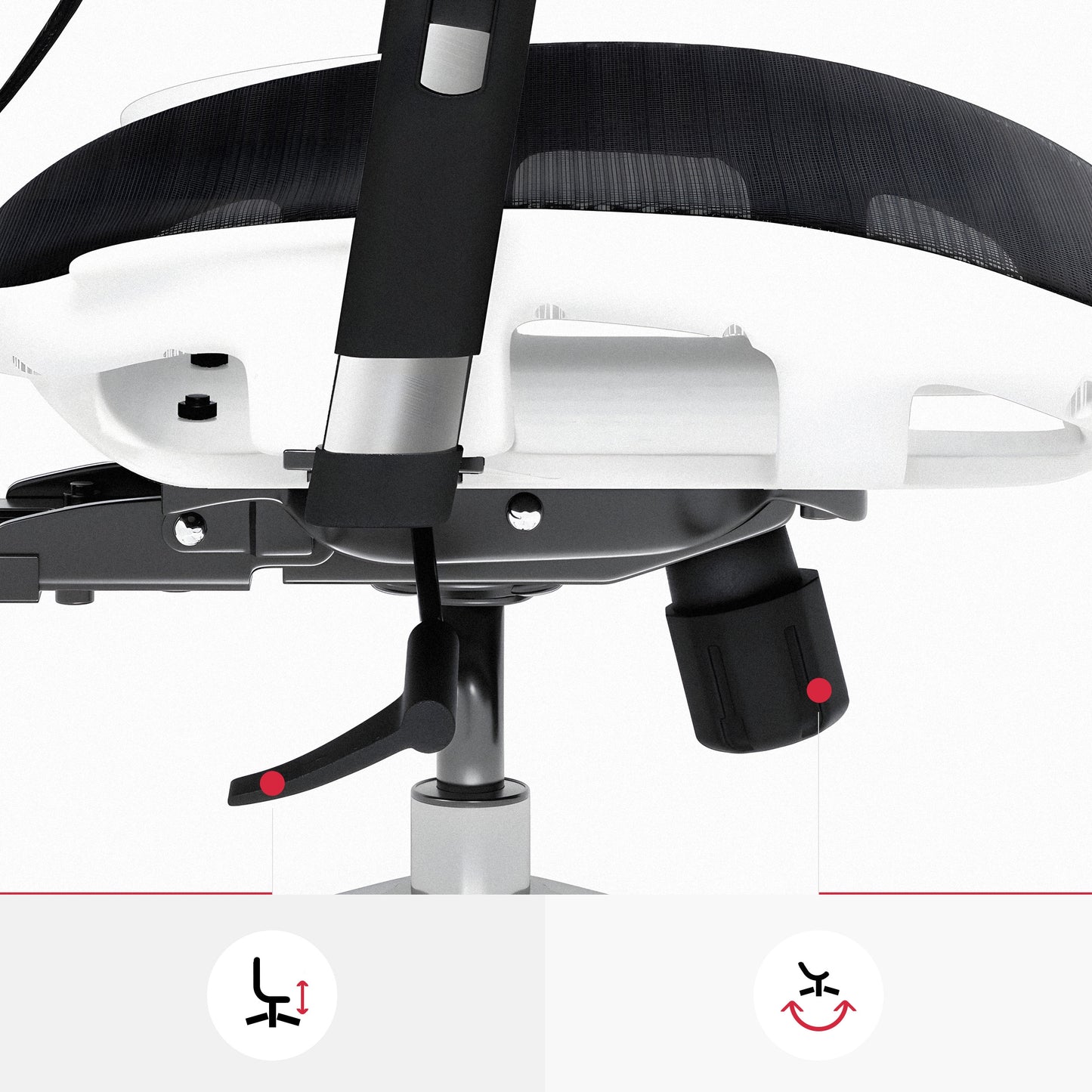 Krēsls V - Bas 119-130/50,5/68 cm balts/melns - N1 Home