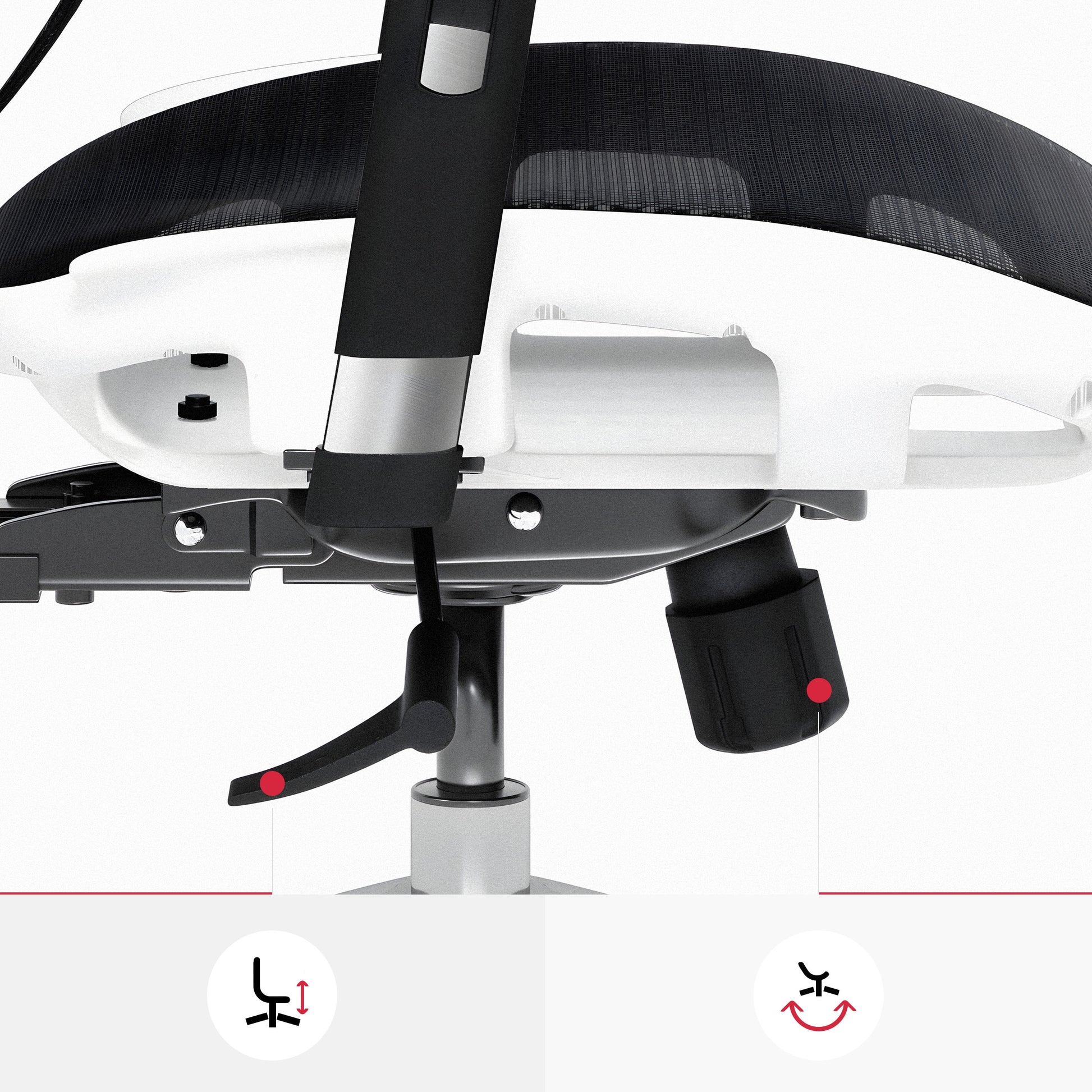 Krēsls V - Bas 119-130/50,5/68 cm balts/melns - N1 Home