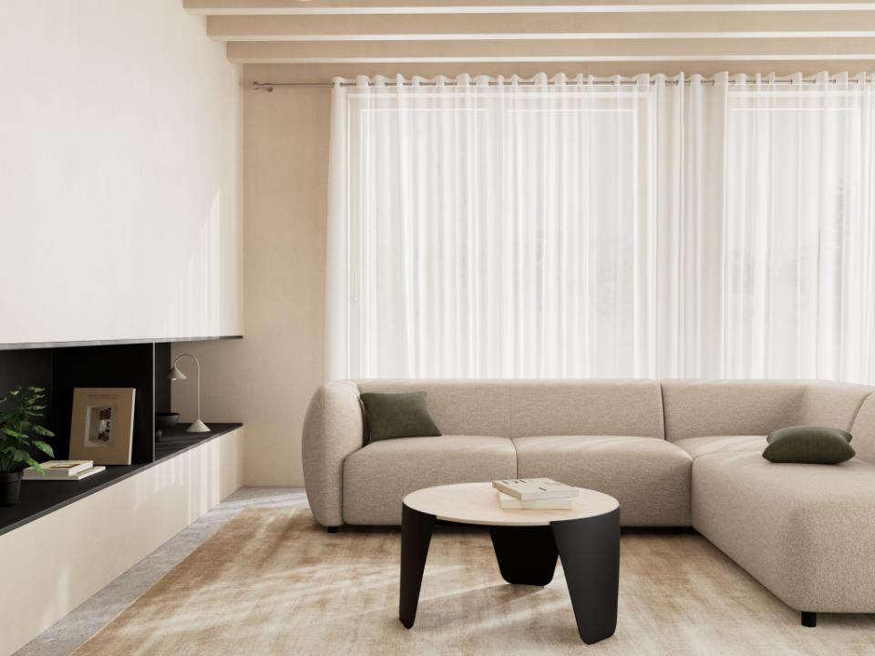 Kafijas galds 80/80/42 cm Travertine ceramic/melns