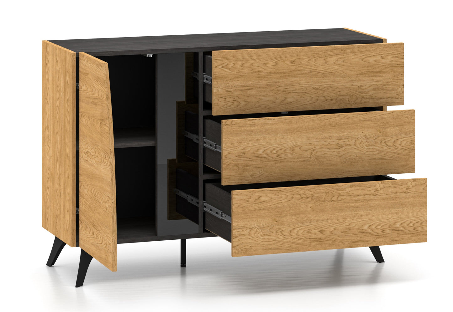 Kumode Toskana 120/82/38 cm ozols/melns - N1 Home