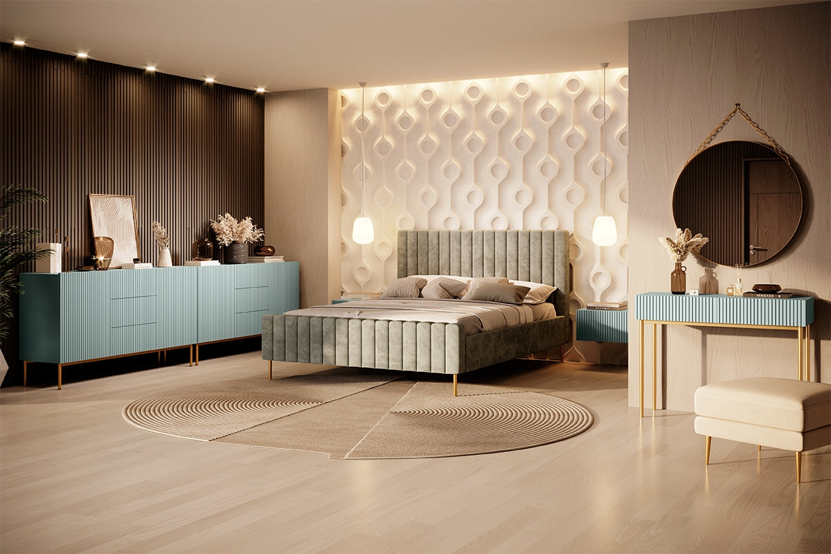 AUSTIN rakstāmgalds/konsole 100/82/41 gaiši zils/zelta kājas - N1 Home