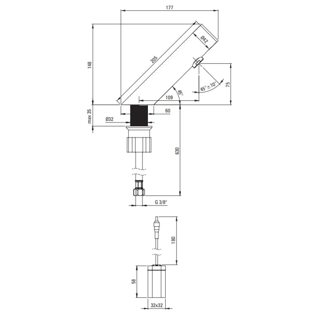 Izlietnes jaucējkrāns, bezkontakta, bez temperatūras regulēšanas - 4xAA Sense 205 mm matēts tērauds - N1 Home
