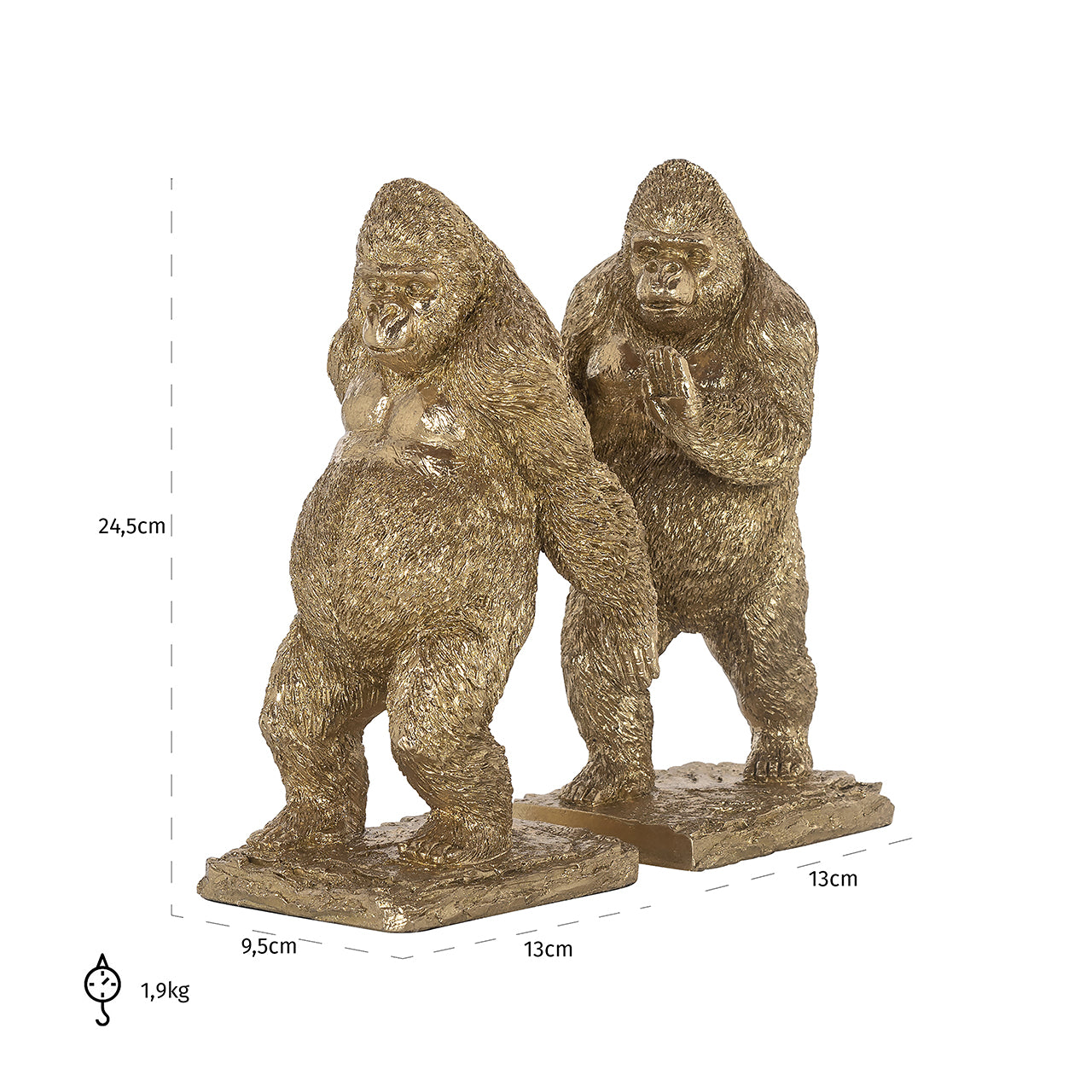 Grāmatu stendi Donky  Richmond Interiors 24/14/12 cm zelts - N1 Home